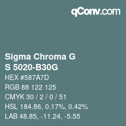 カラーコード: Sigma Chroma G - S 5020-B30G | qconv.com