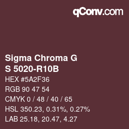 Color code: Sigma Chroma G - S 5020-R10B | qconv.com