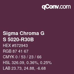 Color code: Sigma Chroma G - S 5020-R30B | qconv.com