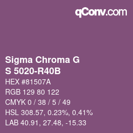 Color code: Sigma Chroma G - S 5020-R40B | qconv.com