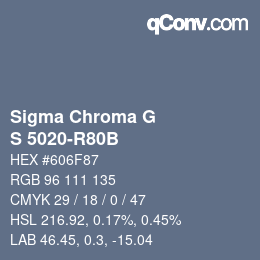 カラーコード: Sigma Chroma G - S 5020-R80B | qconv.com