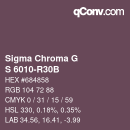 カラーコード: Sigma Chroma G - S 6010-R30B | qconv.com