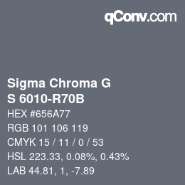 カラーコード: Sigma Chroma G - S 6010-R70B | qconv.com