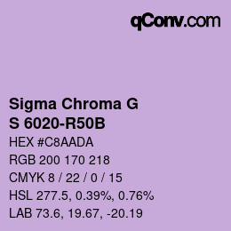 カラーコード: Sigma Chroma G - S 6020-R50B | qconv.com