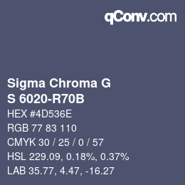Farbcode: Sigma Chroma G - S 6020-R70B | qconv.com