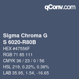カラーコード: Sigma Chroma G - S 6020-R80B | qconv.com
