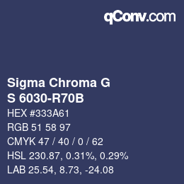 カラーコード: Sigma Chroma G - S 6030-R70B | qconv.com