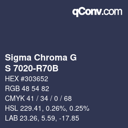 カラーコード: Sigma Chroma G - S 7020-R70B | qconv.com