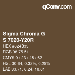 カラーコード: Sigma Chroma G - S 7020-Y20R | qconv.com