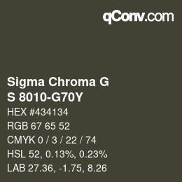 Color code: Sigma Chroma G - S 8010-G70Y | qconv.com