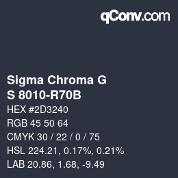 Color code: Sigma Chroma G - S 8010-R70B | qconv.com