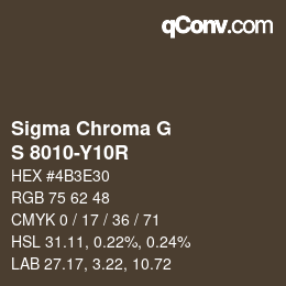 Código de color: Sigma Chroma G - S 8010-Y10R | qconv.com