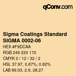 カラーコード: Sigma Coatings Standard - SIGMA 0002-06 | qconv.com