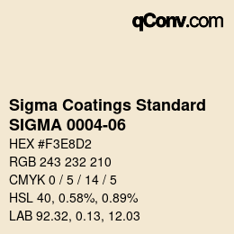 カラーコード: Sigma Coatings Standard - SIGMA 0004-06 | qconv.com