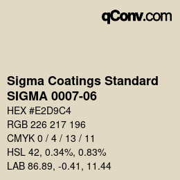 カラーコード: Sigma Coatings Standard - SIGMA 0007-06 | qconv.com