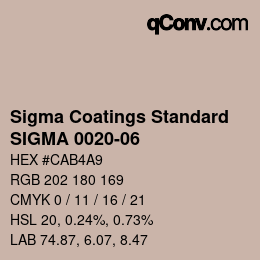 カラーコード: Sigma Coatings Standard - SIGMA 0020-06 | qconv.com