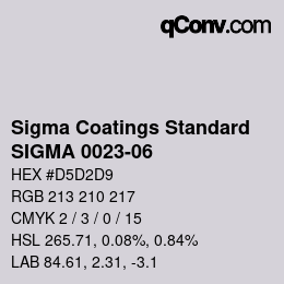 カラーコード: Sigma Coatings Standard - SIGMA 0023-06 | qconv.com