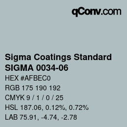 カラーコード: Sigma Coatings Standard - SIGMA 0034-06 | qconv.com