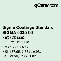 カラーコード: Sigma Coatings Standard - SIGMA 0035-06 | qconv.com