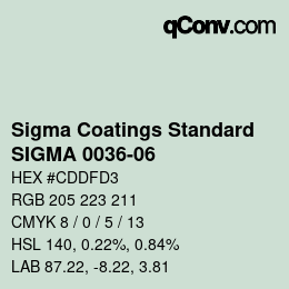 カラーコード: Sigma Coatings Standard - SIGMA 0036-06 | qconv.com