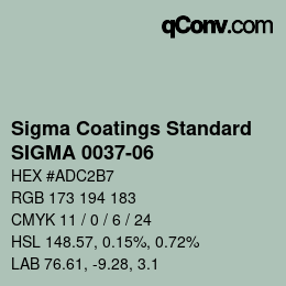 カラーコード: Sigma Coatings Standard - SIGMA 0037-06 | qconv.com