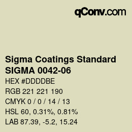 カラーコード: Sigma Coatings Standard - SIGMA 0042-06 | qconv.com