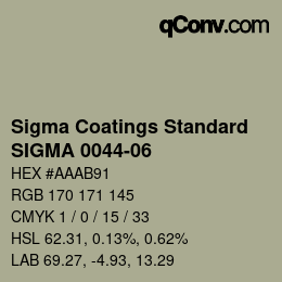 カラーコード: Sigma Coatings Standard - SIGMA 0044-06 | qconv.com