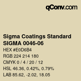 カラーコード: Sigma Coatings Standard - SIGMA 0046-06 | qconv.com