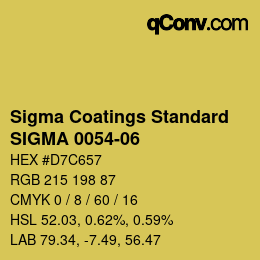 カラーコード: Sigma Coatings Standard - SIGMA 0054-06 | qconv.com