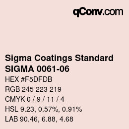 カラーコード: Sigma Coatings Standard - SIGMA 0061-06 | qconv.com