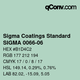 Color code: Sigma Coatings Standard - SIGMA 0066-06 | qconv.com