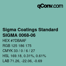 カラーコード: Sigma Coatings Standard - SIGMA 0068-06 | qconv.com