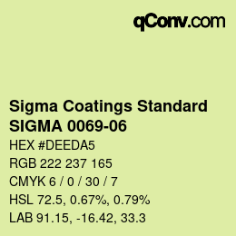 Código de color: Sigma Coatings Standard - SIGMA 0069-06 | qconv.com