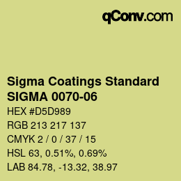 カラーコード: Sigma Coatings Standard - SIGMA 0070-06 | qconv.com