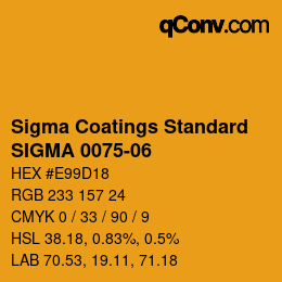 カラーコード: Sigma Coatings Standard - SIGMA 0075-06 | qconv.com