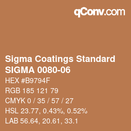 カラーコード: Sigma Coatings Standard - SIGMA 0080-06 | qconv.com