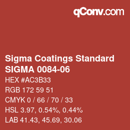 カラーコード: Sigma Coatings Standard - SIGMA 0084-06 | qconv.com