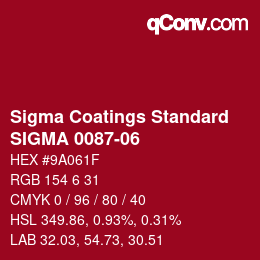 カラーコード: Sigma Coatings Standard - SIGMA 0087-06 | qconv.com