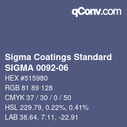 カラーコード: Sigma Coatings Standard - SIGMA 0092-06 | qconv.com