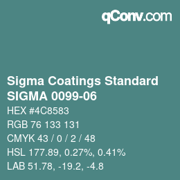 カラーコード: Sigma Coatings Standard - SIGMA 0099-06 | qconv.com