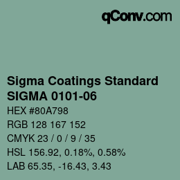 カラーコード: Sigma Coatings Standard - SIGMA 0101-06 | qconv.com