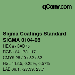 カラーコード: Sigma Coatings Standard - SIGMA 0104-06 | qconv.com