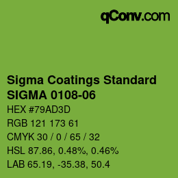 カラーコード: Sigma Coatings Standard - SIGMA 0108-06 | qconv.com