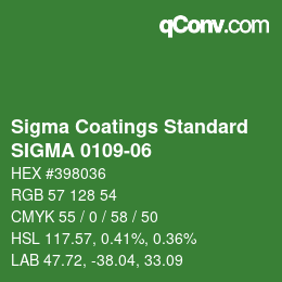 カラーコード: Sigma Coatings Standard - SIGMA 0109-06 | qconv.com
