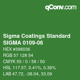 カラーコード: Sigma Coatings Standard - SIGMA 0109-06 | qconv.com