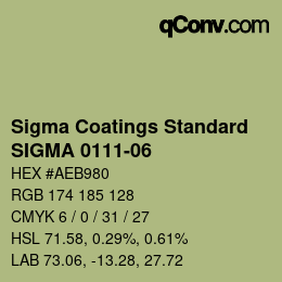 カラーコード: Sigma Coatings Standard - SIGMA 0111-06 | qconv.com