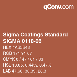 カラーコード: Sigma Coatings Standard - SIGMA 0118-06 | qconv.com