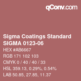 カラーコード: Sigma Coatings Standard - SIGMA 0123-06 | qconv.com