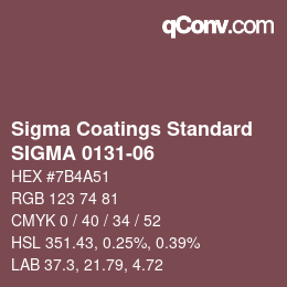 カラーコード: Sigma Coatings Standard - SIGMA 0131-06 | qconv.com