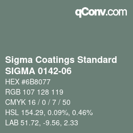 カラーコード: Sigma Coatings Standard - SIGMA 0142-06 | qconv.com
